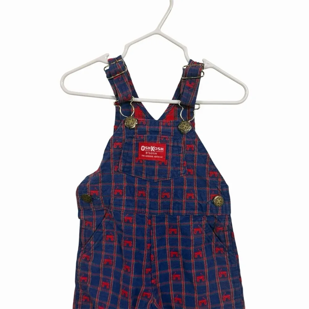 Vintage Osh Kosh Vestbak Baby Sz 12 Months Li’l Red Wagon Overalls Made In USA